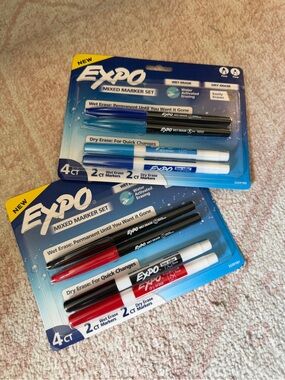 EXPO Mixed Marker Set - Blue, Black, Red, White